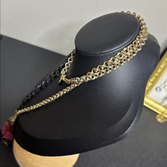 Betsey Johnson Locket Gold Fashion Necklaces & Pendants for  Betsey Johnson Y2K Retro Gold Black Long Necklace Pink Rose Charm Heart Locket